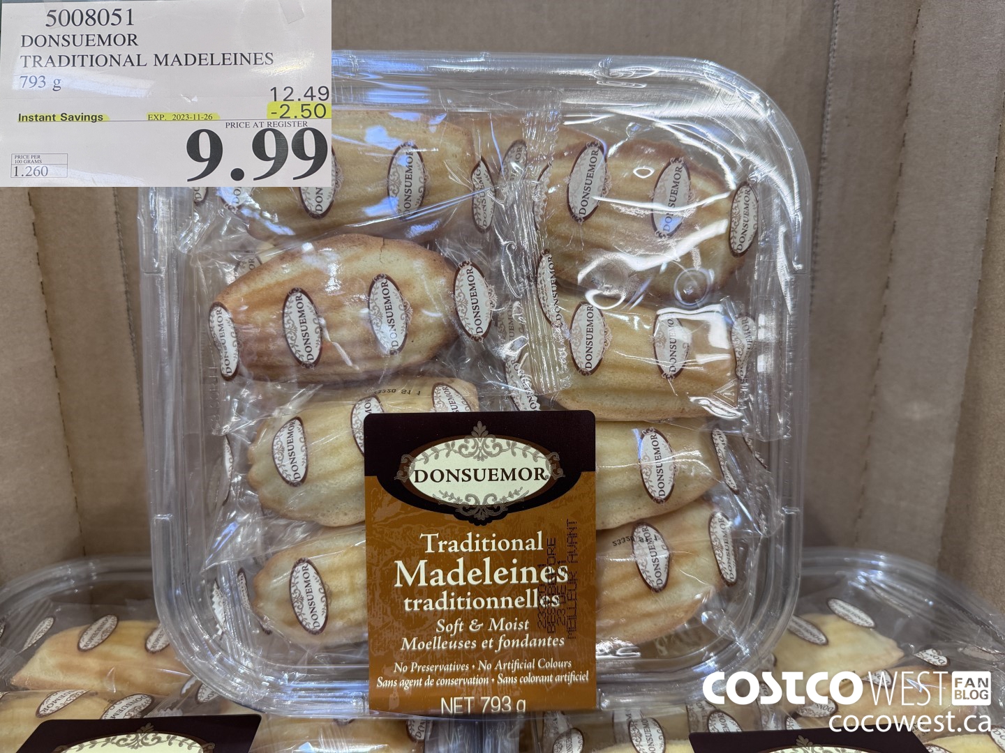 5008051 DONSUEMOR TRADITIONAL MADELEINES 794 g ($2.50 INSTANT SAVINGS EXPIRES ON 2023-11-26) $9.99