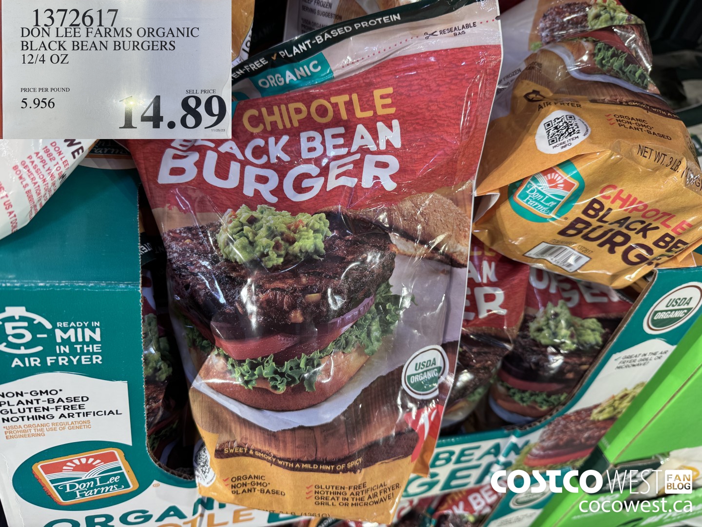 1372617 DON LEE FARMS ORGANIC BLACK BEAN BURGERS 12/4 OZ $14.89