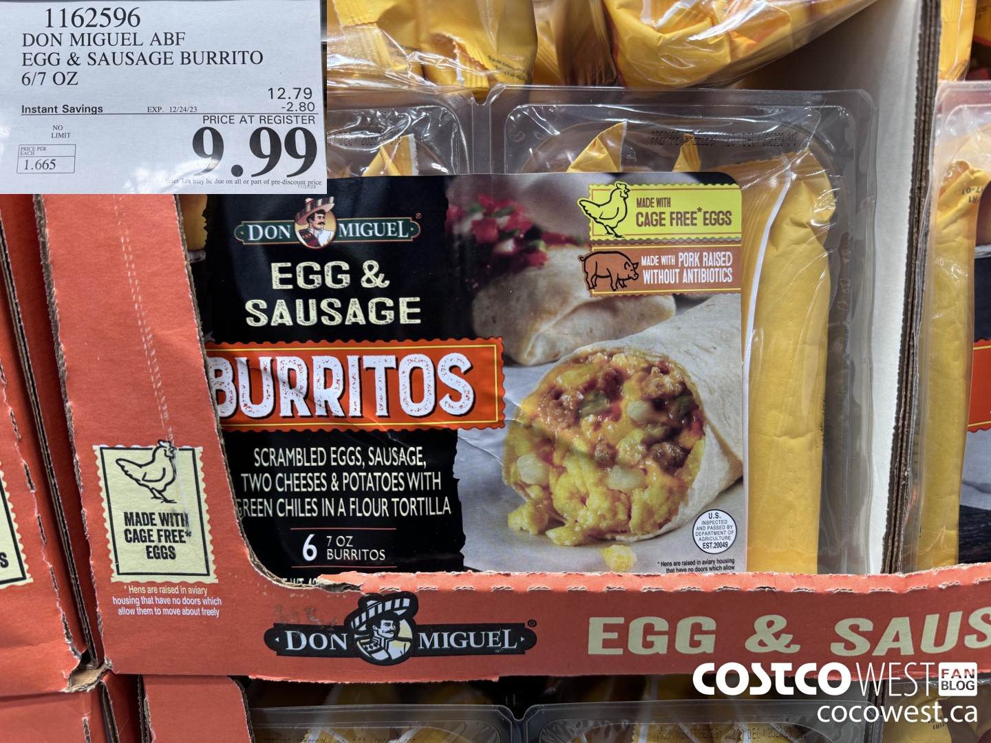 1162596 DON MIGUEL ABF EGG & SAUSAGE BURRITO 6/7 OZ ($2.80 INSTANT SAVINGS EXPIRES ON 2023-12-24) $9.99