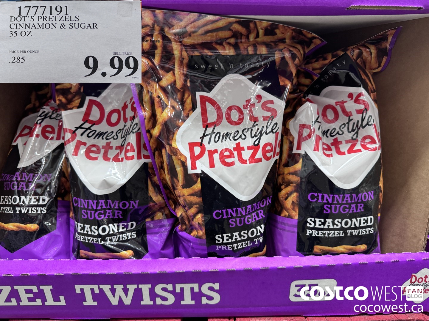 1777191 DOT'S PRETZELS CINNAMON & SUGAR 35 OZ $9.99