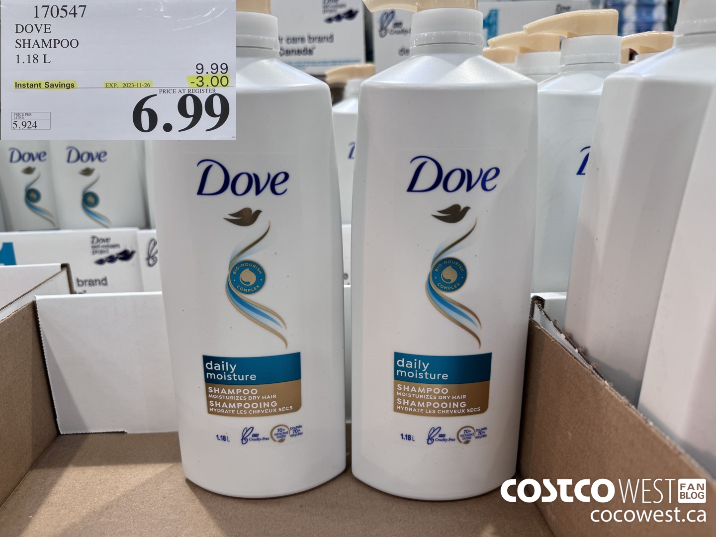 170547 DOVE SHAMPOO 1.18 L  ($3.00 INSTANT SAVINGS EXPIRES ON 2023-11-26) $6.99