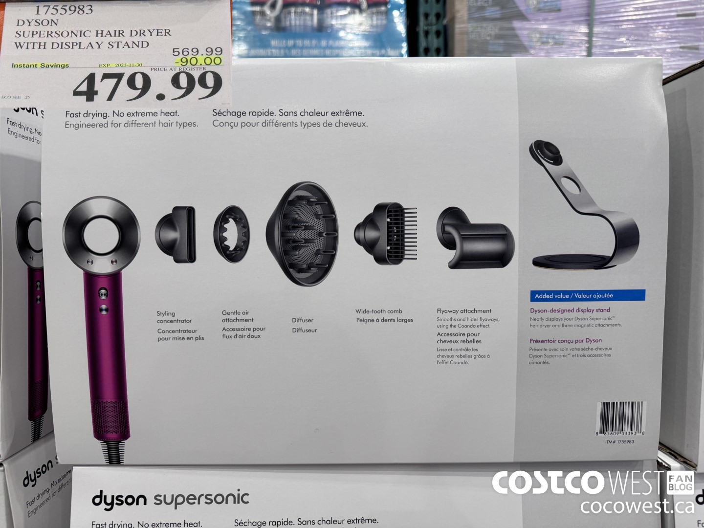 1755983 DYSON SUPERSONIC HAIR DRYER WITH DISPLAY STAND ($90.00 INSTANT SAVINGS EXPIRES ON 2023-11-30) $479.99