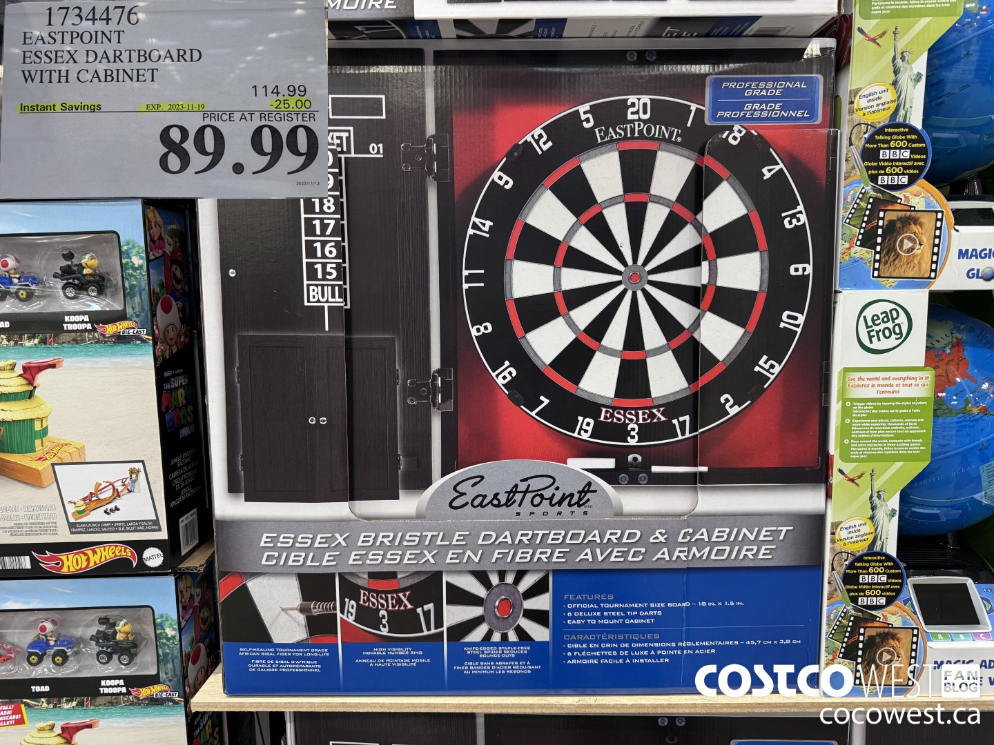 1734476 EASTPOINT ESSEX DARTBOARD WITH CABINET ($25.00 INSTANT SAVINGS EXPIRES ON 2023-11-19) $89.99