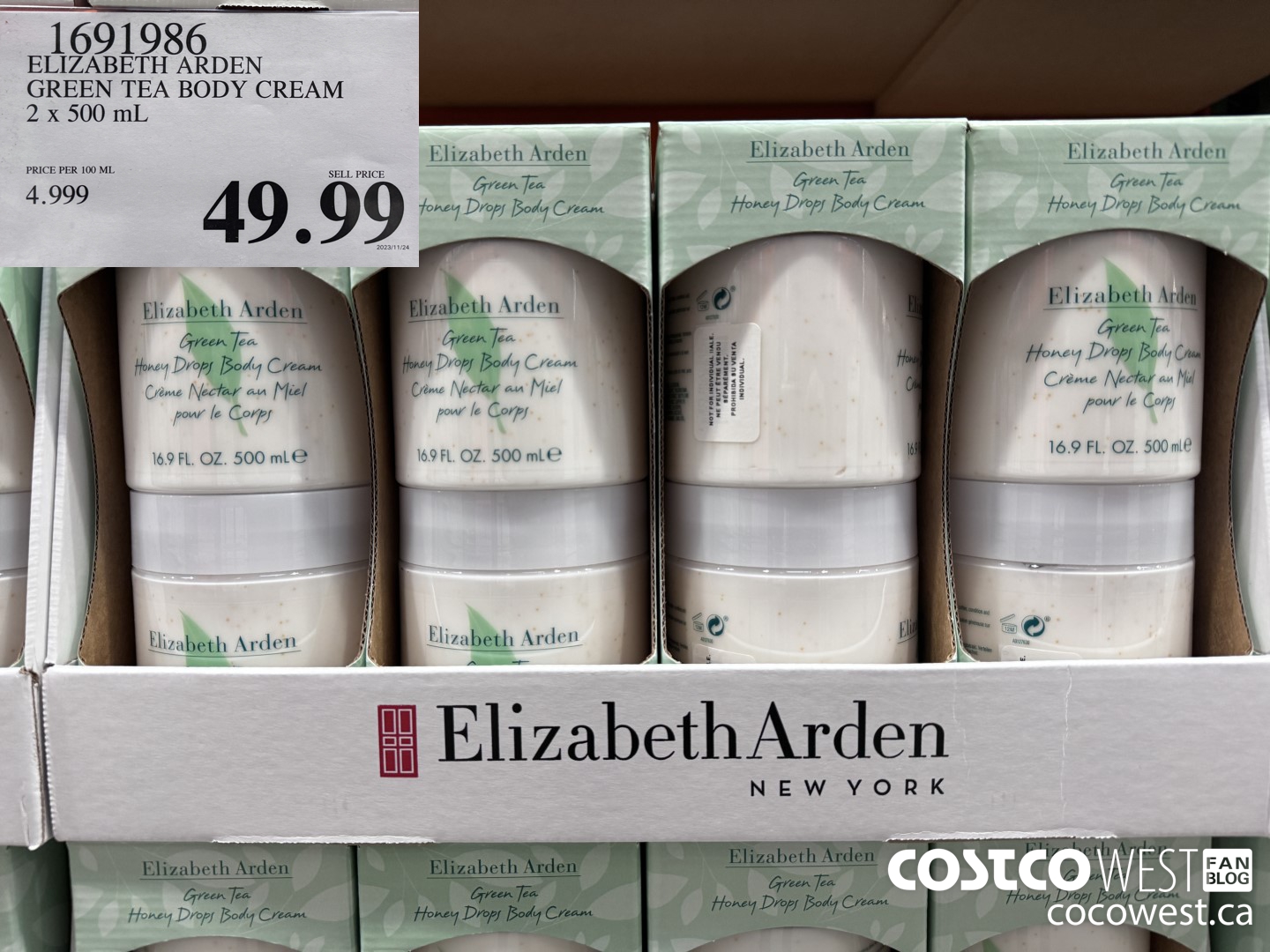 1691986 ELIZABETH ARDEN GREEN TEA BODY CREAM 2 X 500 ML $49.99