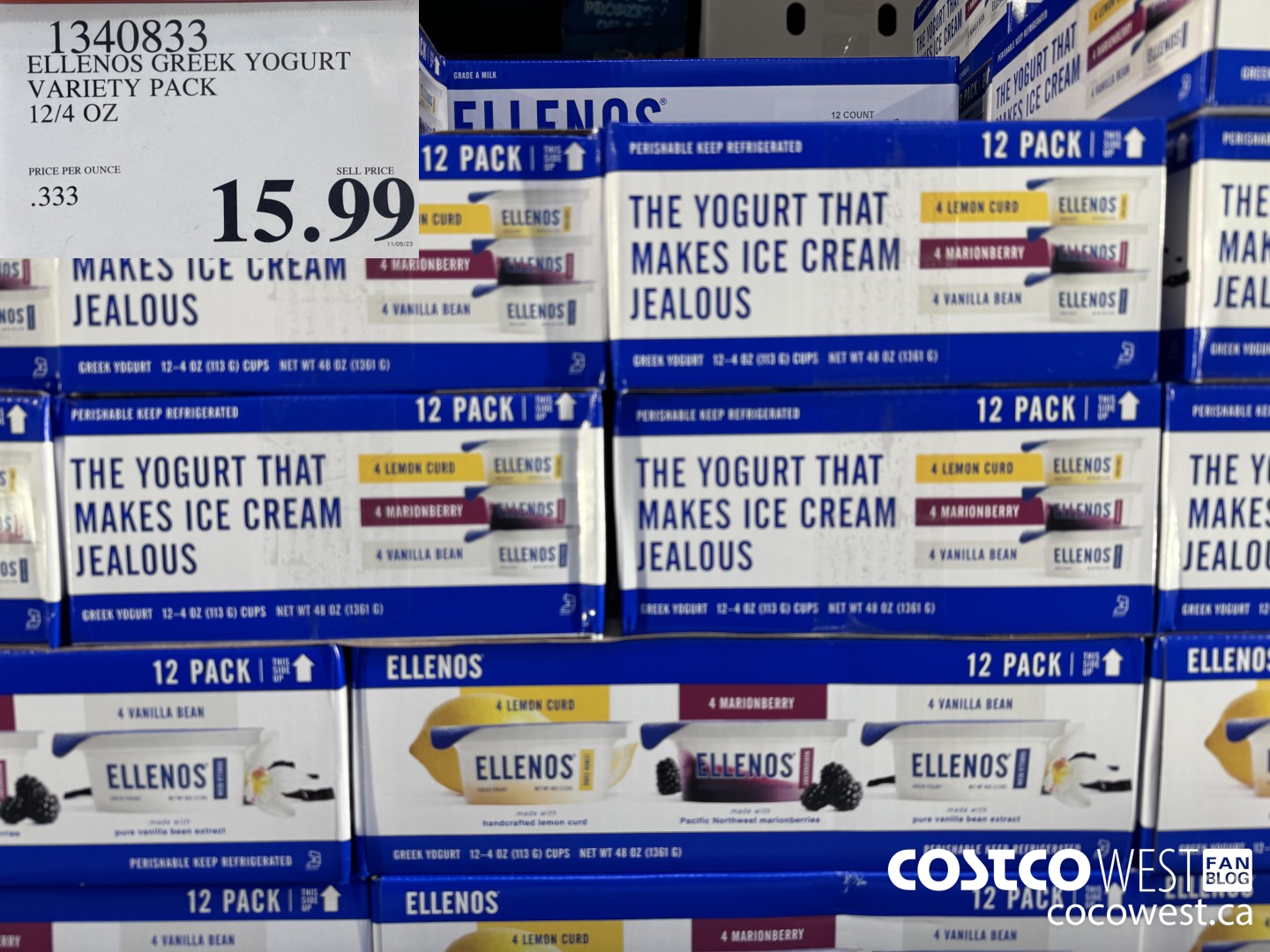 1340833 ELLENOS GREEK YOGURT VARIETY PACK 12/4OZ $15.99