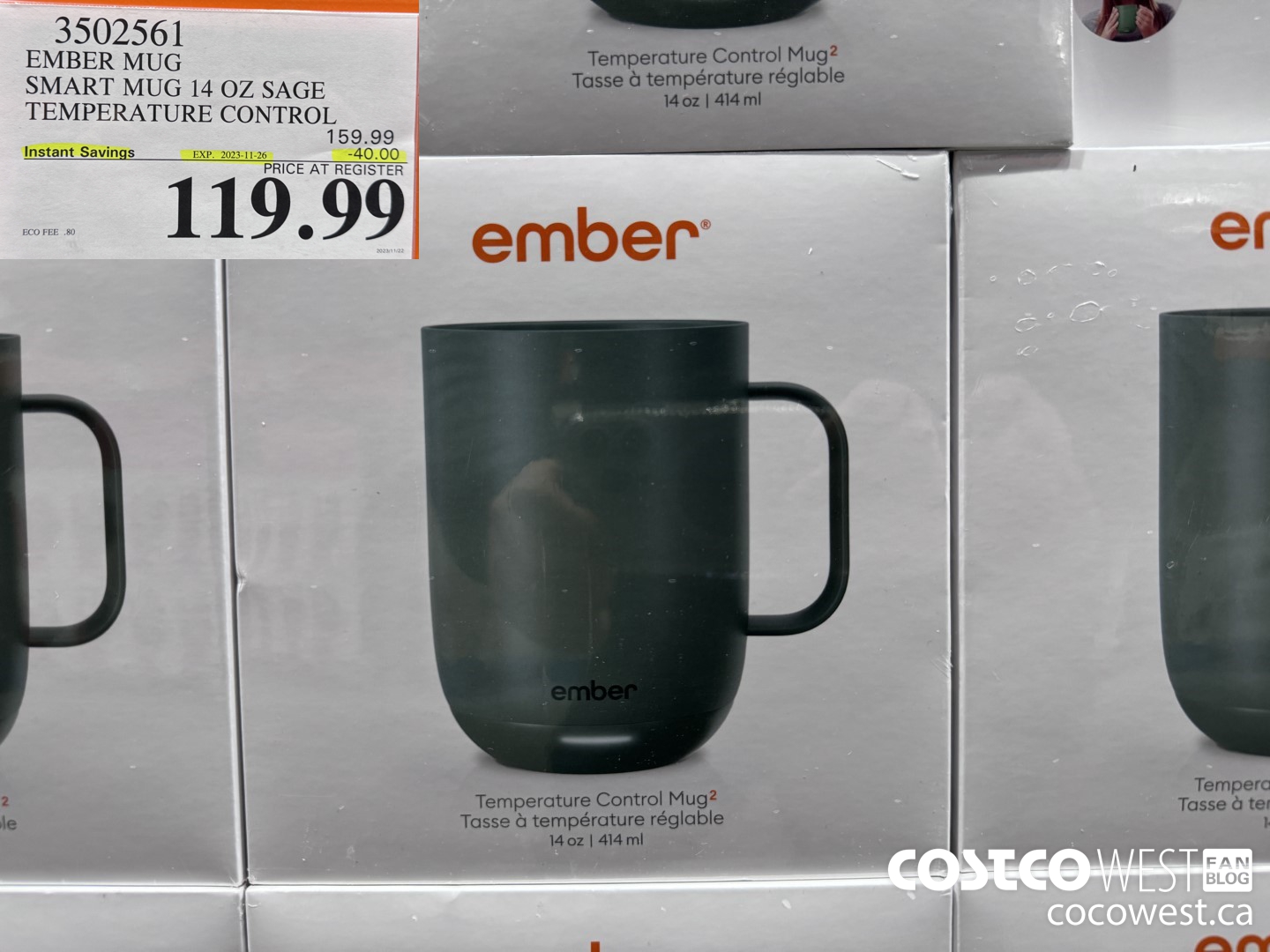 3502561 EMBER MUG SMART MUG 14 OZ SAGE TEMPERATURE CONTROL ($40.00 INSTANT SAVINGS EXPIRES ON 2023-11-26) $119.99