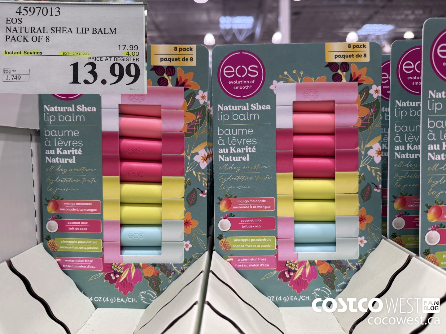 4597013 EOS NATURAL SHEA LIP BALM PACK OF 8 ($4.00 INSTANT SAVINGS EXPIRES ON 2023-12-17) $13.99