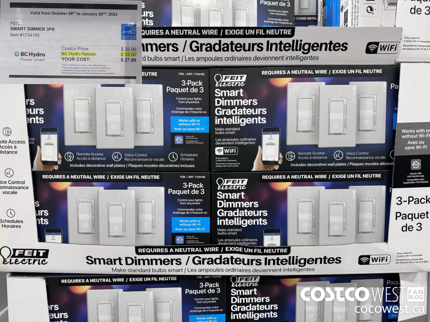 1734165 FEIT SMART DIMMER 3PK ($12.00 INSTANT SAVINGS EXPIRES ON 2024-01-26) $27.99