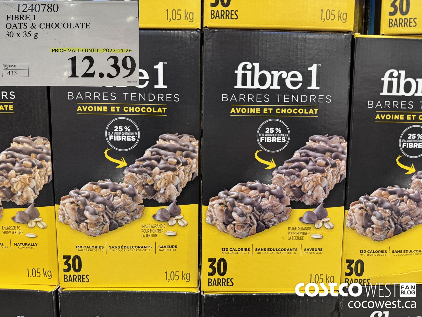 1240780 FIBRE 1 OATS & CHOCOLATE 30 X 35 G (EXPIRES ON 2023-11-29) $12.39