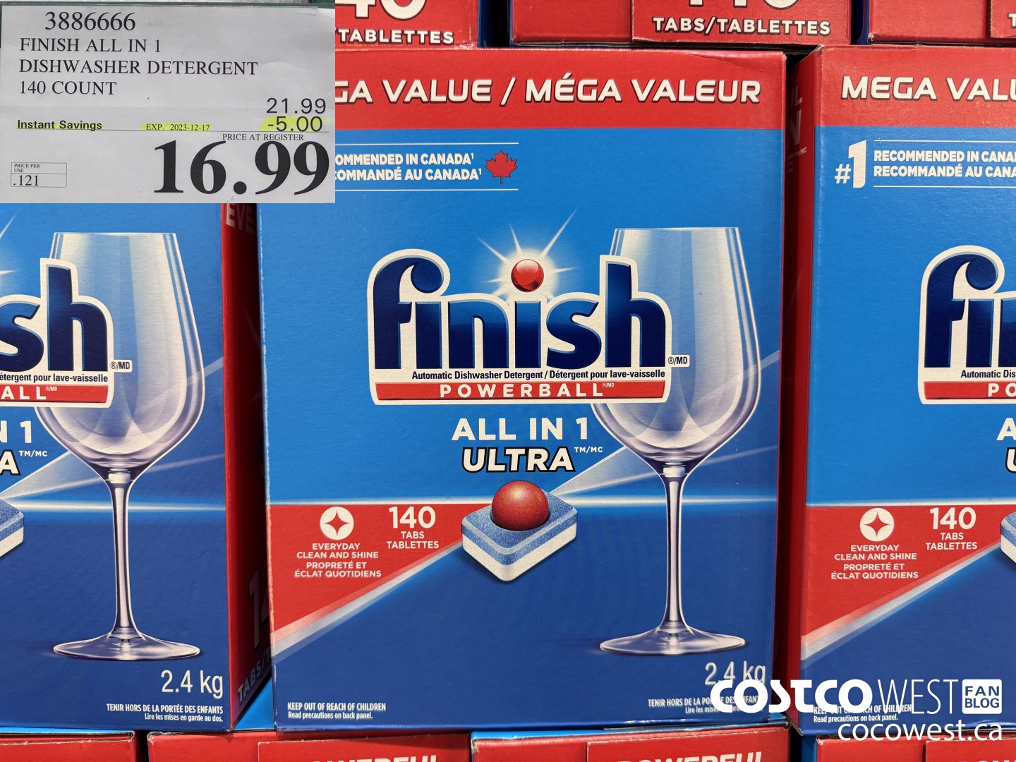 3886666 FINISH ALL IN 1 DISHWASHER DETERGENT 140 COUNT ($5.00 INSTANT SAVINGS EXPIRES ON 2023-12-17) $16.99