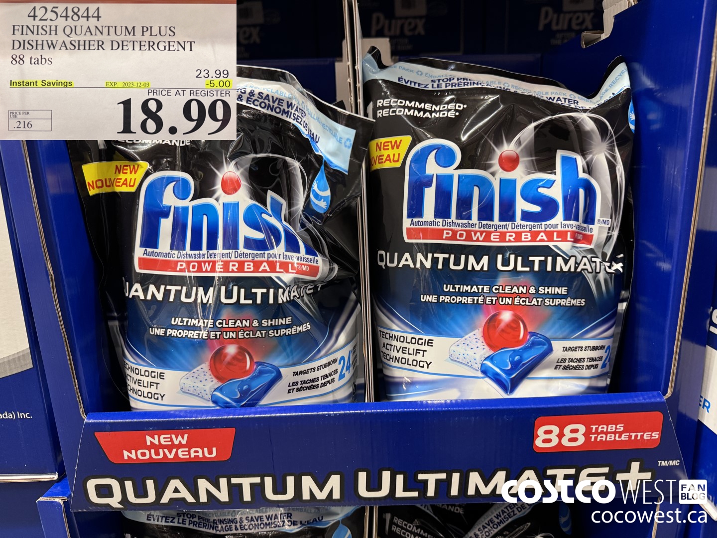 4254844 FINISH QUANTUM PLUS DISHWASHER DETERGENT 88 tabs ($5.00 INSTANT SAVINGS EXPIRES ON 2023-12-03) $18.99