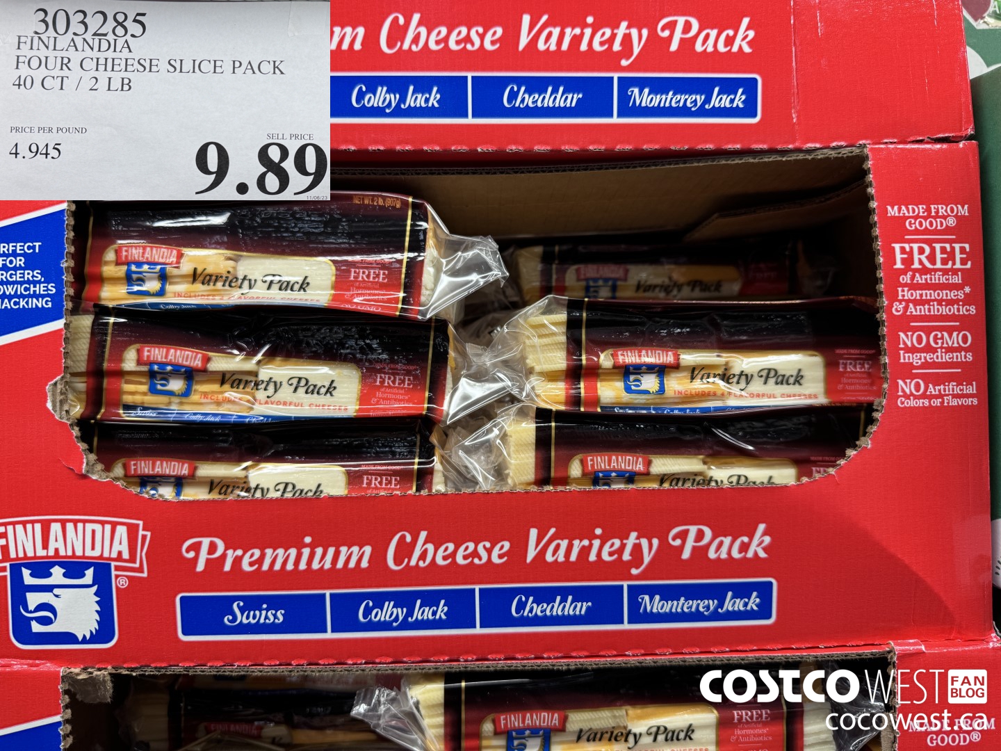 303285 FINLANDIA FOUR CHEESE SLICE PACK 40 CT / 2 LBS $9.89