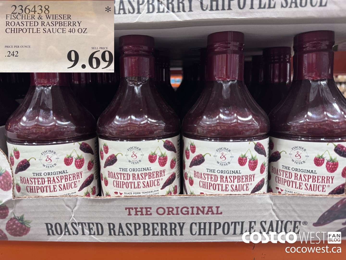 236438 FISCHER & WIESER ROASTED RASPBERRY CHIPOTLE SAUCE 40 OZ $9.69