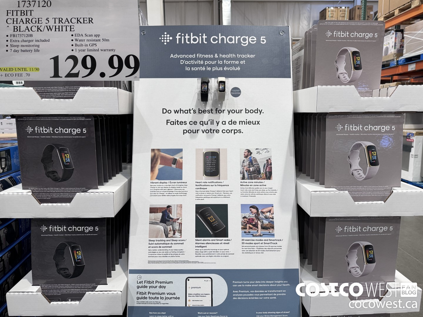 1737120 FITBIT CHARGE 5 TRACKER BLACK/WHITE (EXPIRES ON 2023-11-30) $129.99