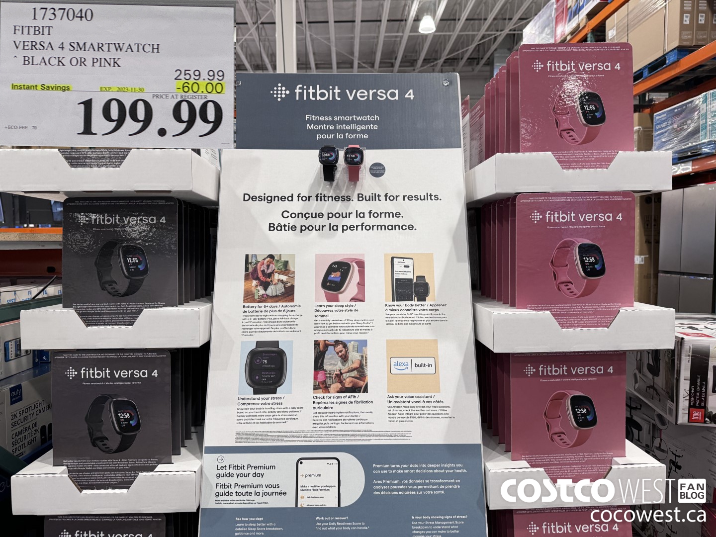 1737040 FITBIT VERSA 4 SMARTWATCH BLACK OR PINK ($60.00 INSTANT SAVINGS EXPIRES ON 2023-11-30) $199.99