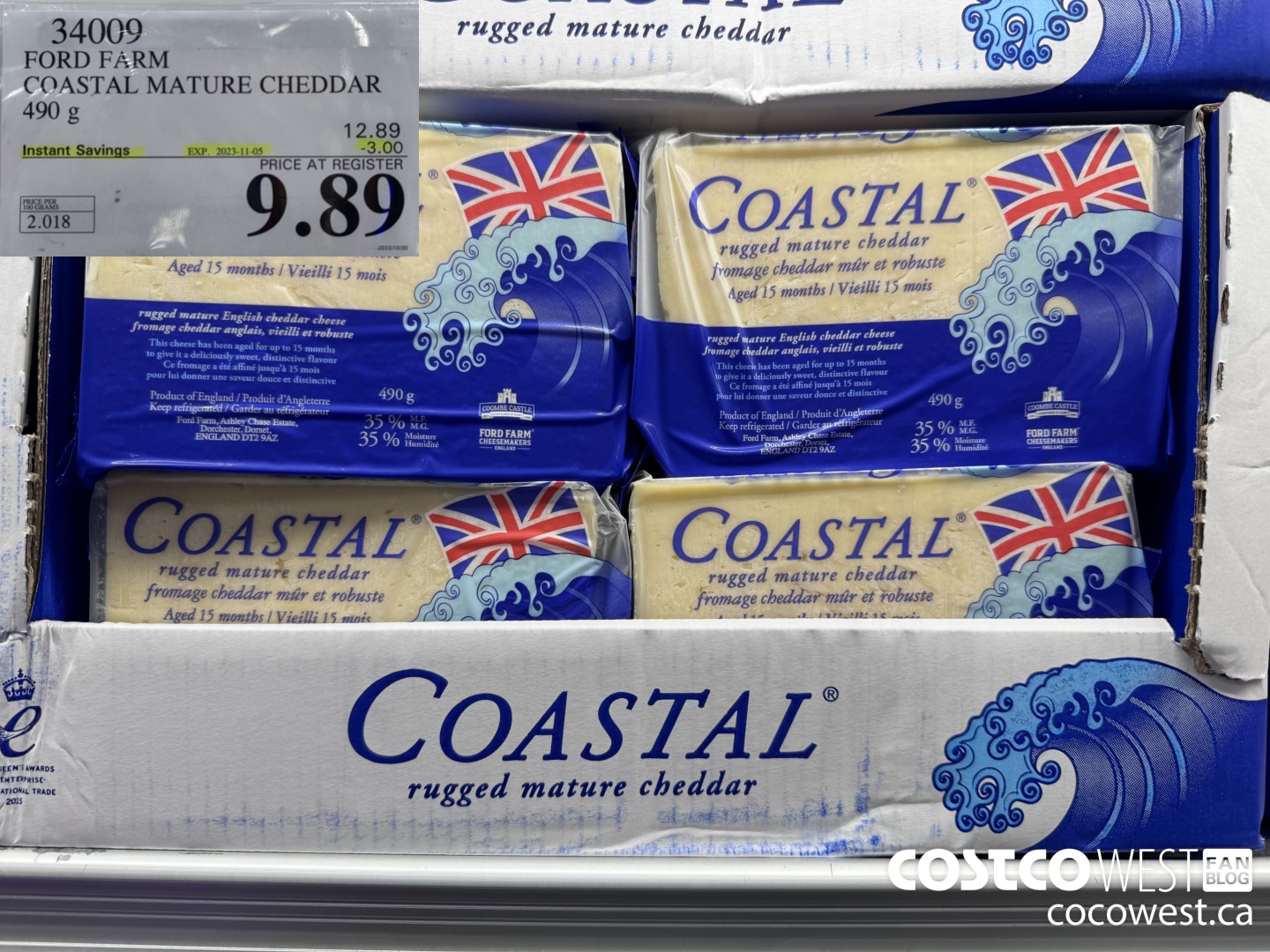34009 FORD FARM COASTAL MATURE CHEDDAR 490G ($3.00 INSTANT SAVINGS EXPIRES ON 2023-11-05) $9.89