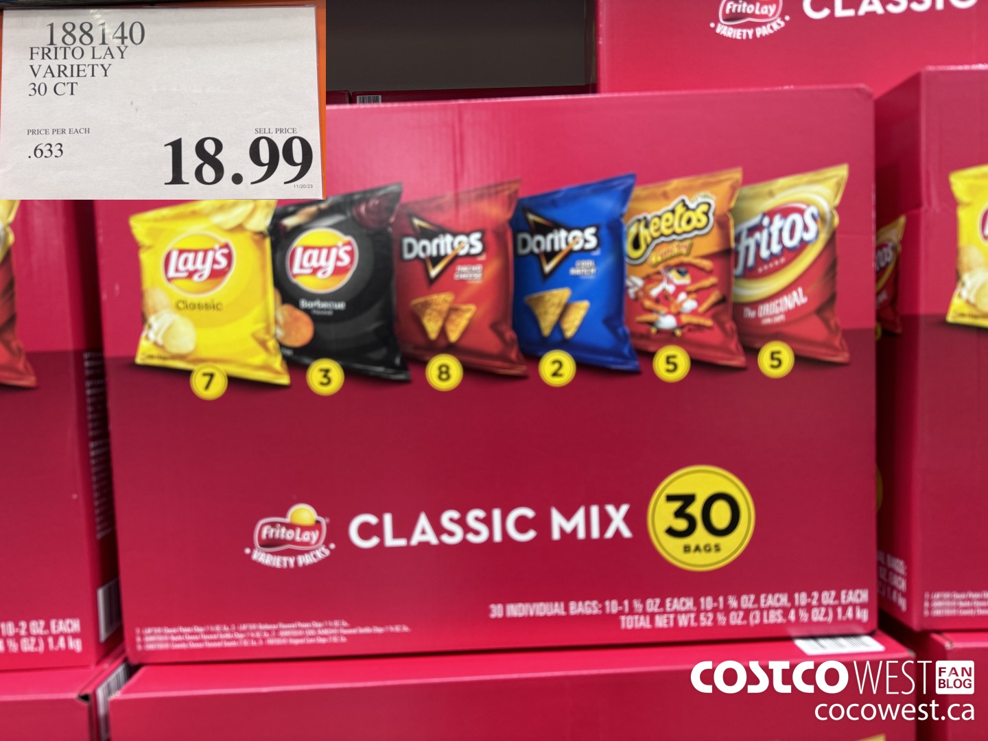 188140 FRITO LAY VARIETY 30 CT $18.99