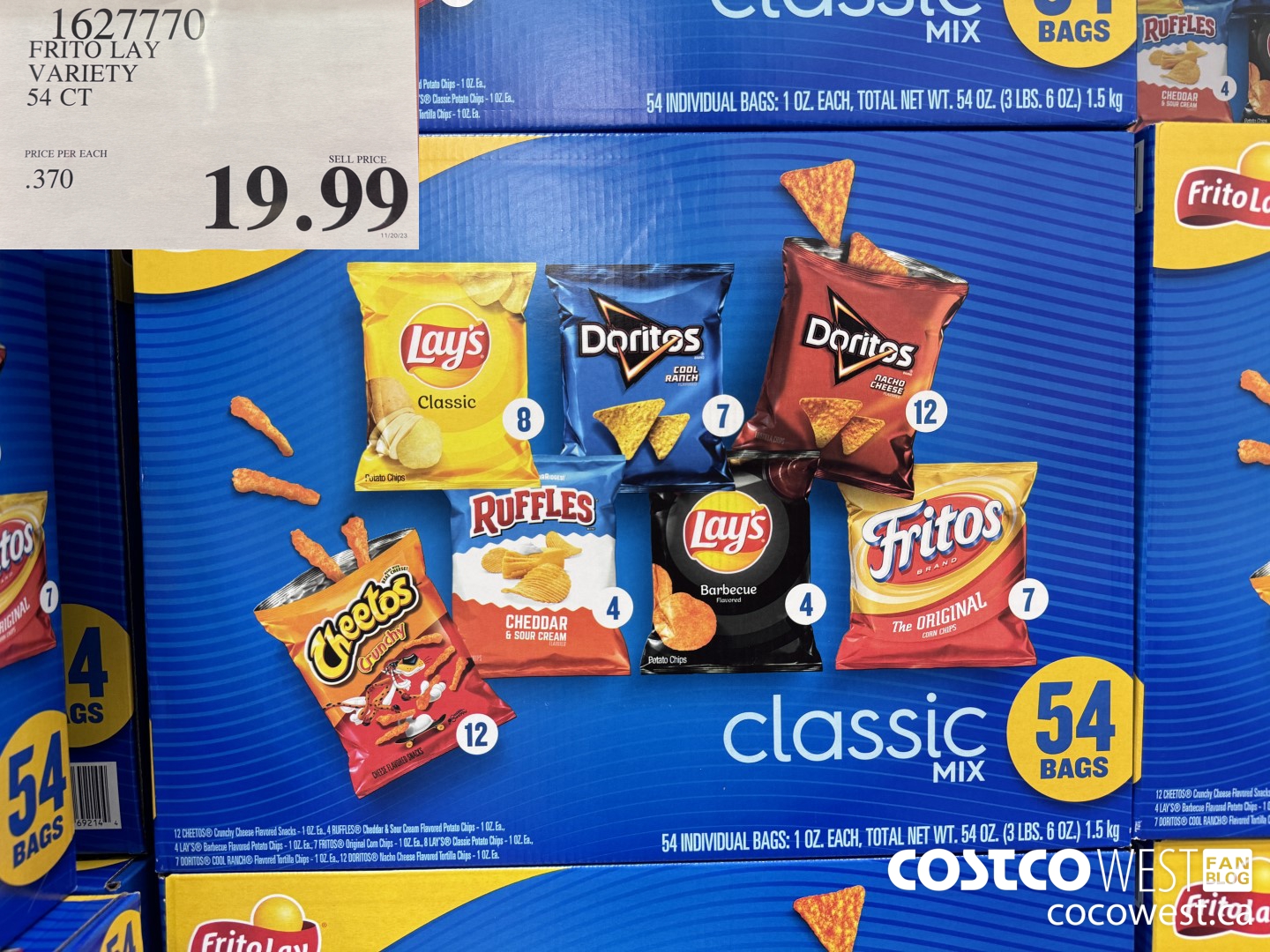 1627770 FRITO LAY VARIETY 54 CT $19.99