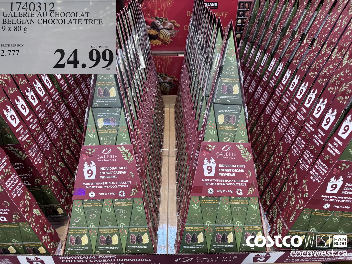 1740312 GALERIE AU CHOCOLAT BELGIAN CHOCOLATE TREE 9 X 80G $24.99
