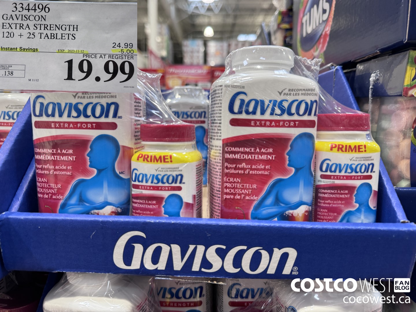 334496 GAVISCON EXTRA STRENGTH 120 + 25 TABLETS ($5.00 INSTANT SAVINGS EXPIRES ON 2023-11-12) $19.99