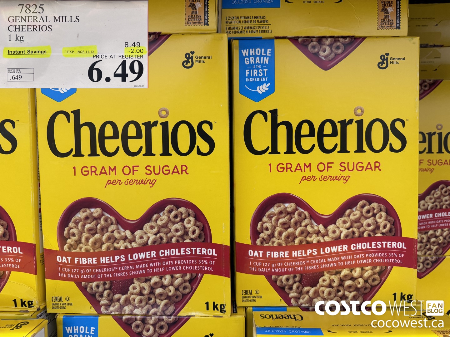 7825 GENERAL MILLS CHEERIOS 1 kg ($2.00 INSTANT SAVINGS EXPIRES ON 2023-11-12) $6.49