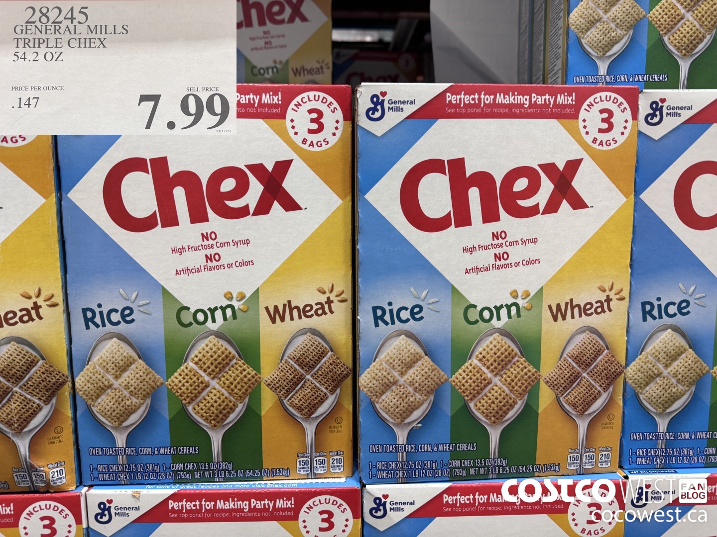 28245 GENERAL MILLS TRIPPLE CHEX 54.2 OZ $7.99