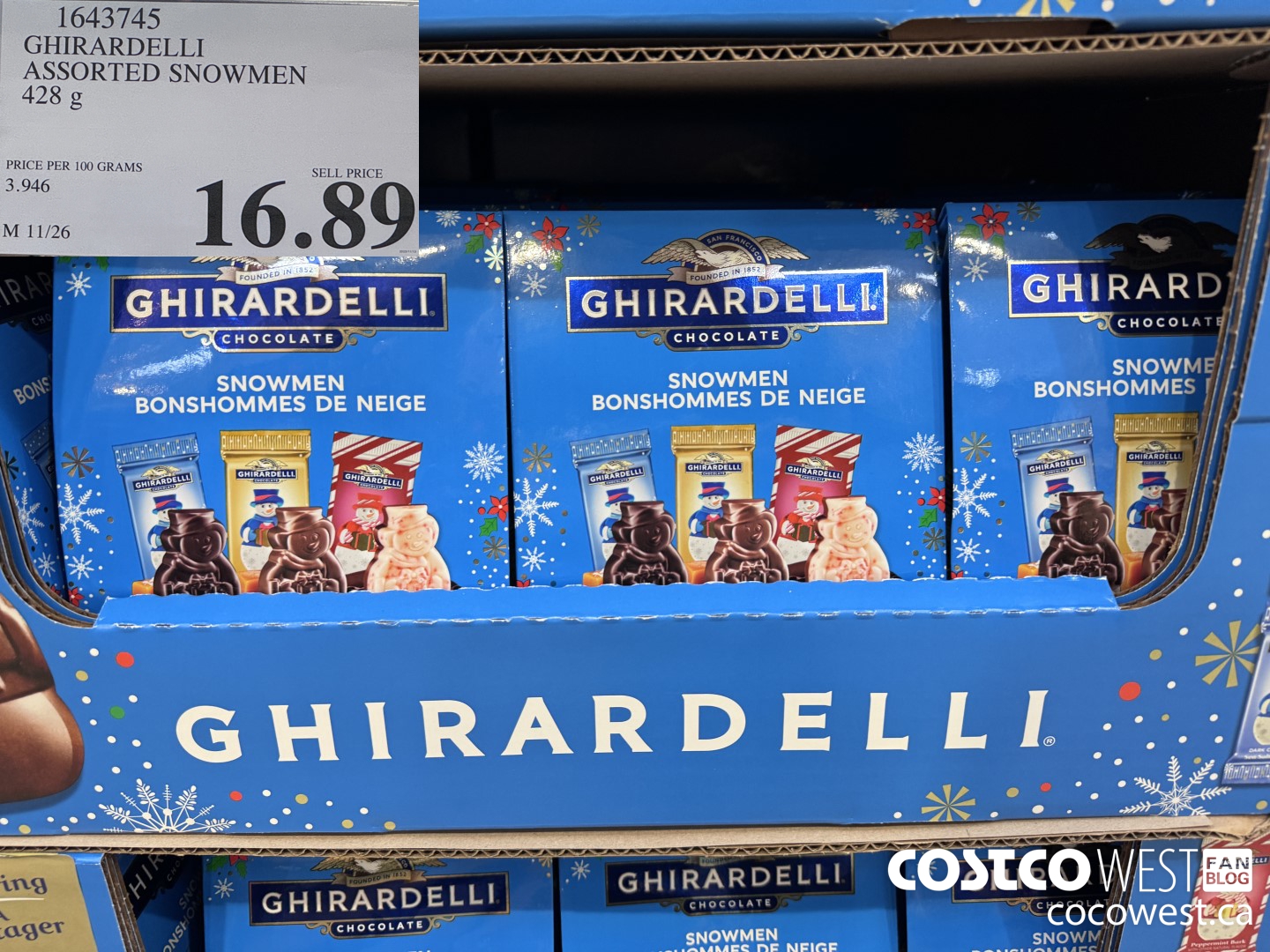 1643745 GHIRARDELLI ASSORTED SNOWMEN 428 G $16.89