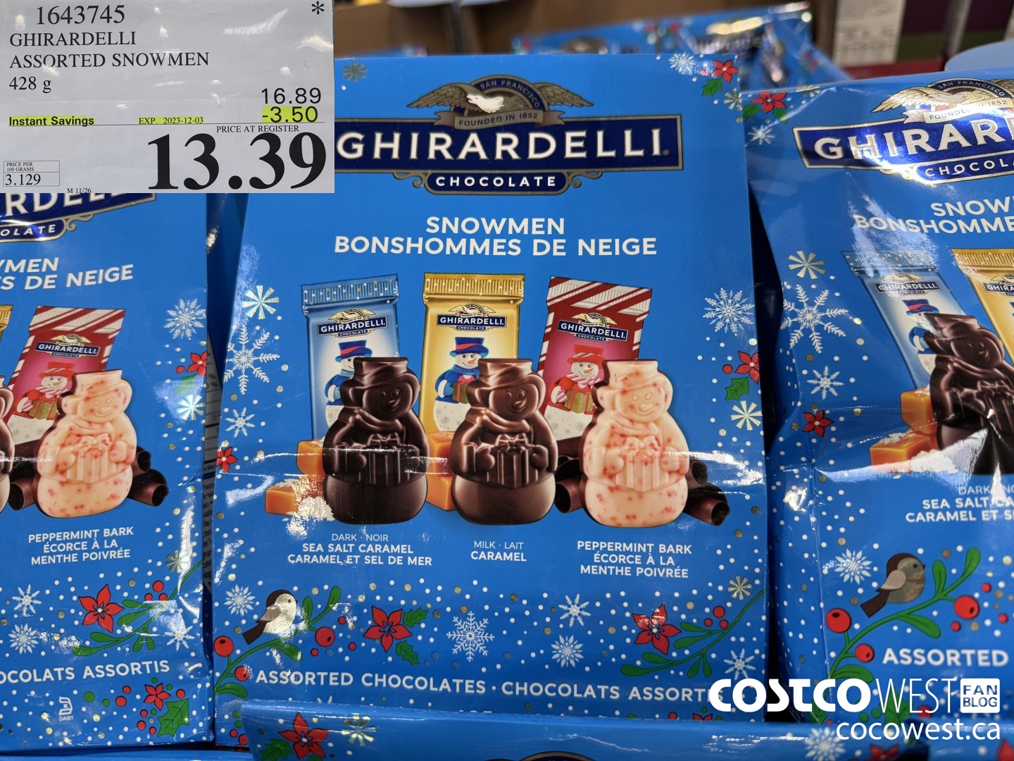 1643745 GHIRARDELLI ASSORTED SNOWMEN 428 G ($3.50 INSTANT SAVINGS EXPIRES ON 2023-12-03) $13.39