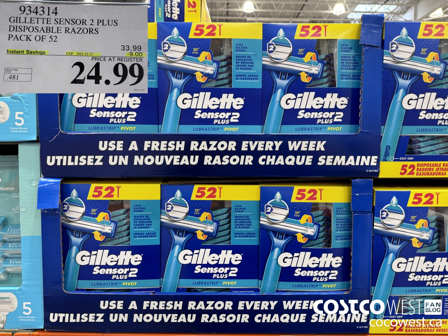 934314 GILLETTE SENSOR 2 PLUS DISPOSABLE RAZORS PACK OF 52 ($9.00 INSTANT SAVINGS EXPIRES ON 2023-12-17) $24.99