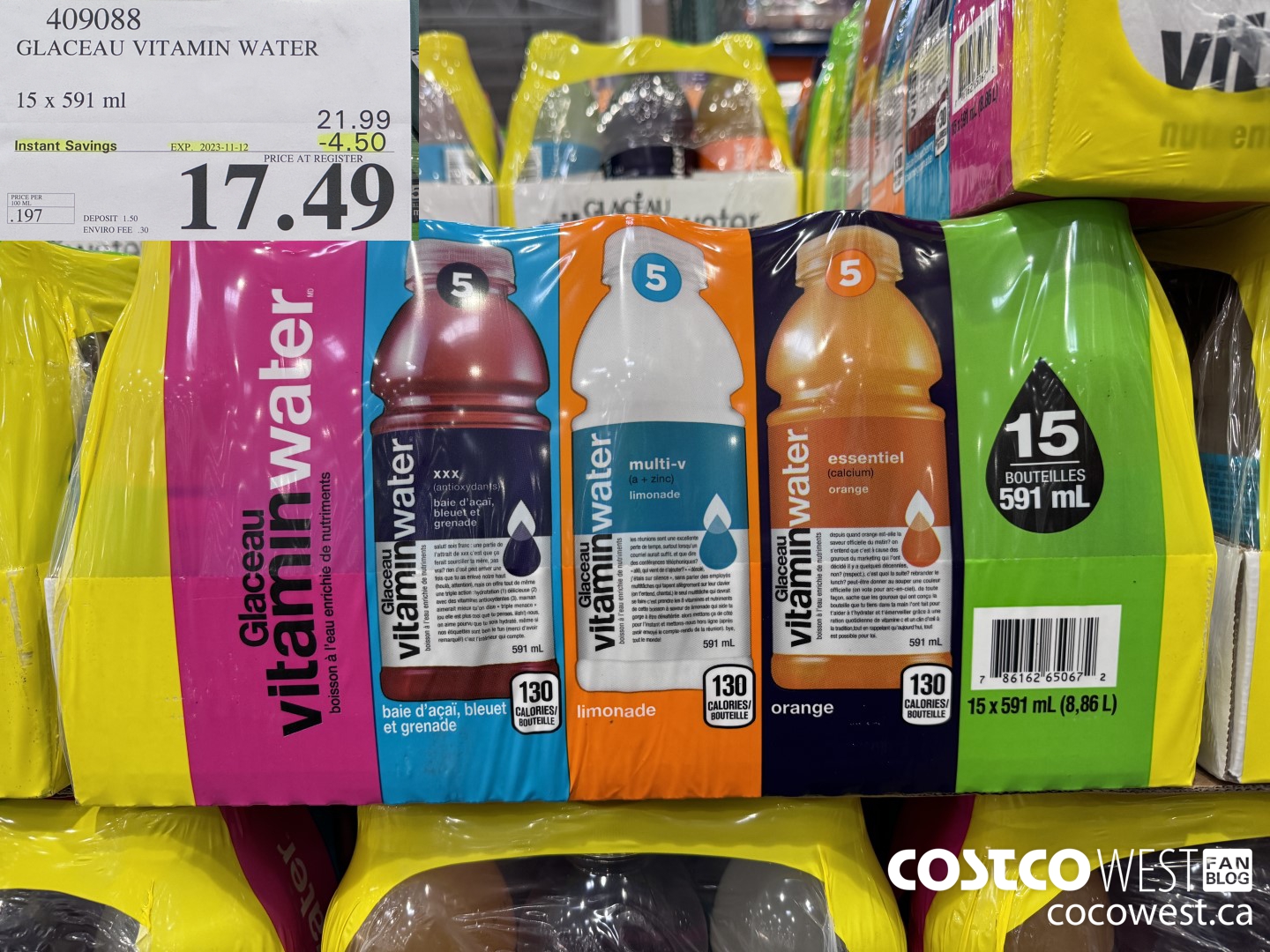 409088 GLACEAU VITAMIN WATER 15 x 591 ml ($4.50 INSTANT SAVINGS EXPIRES ON 2023-11-12) $17.49