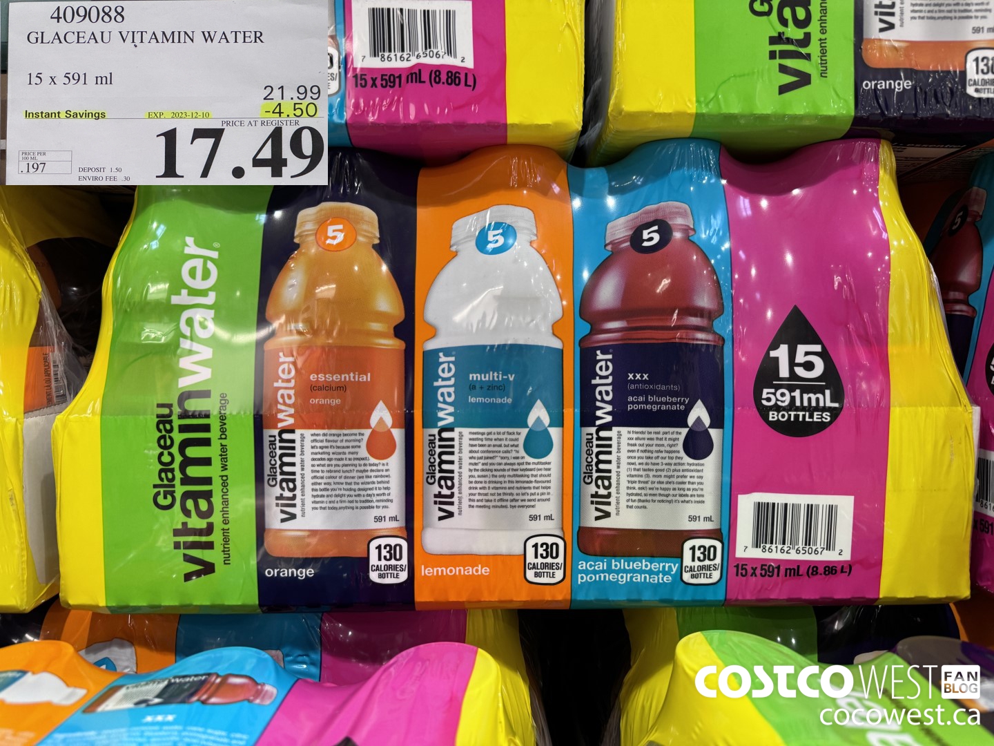 409088 GLACEAU VITAMIN WATER 15 x 591 ml ($4.50 INSTANT SAVINGS EXPIRES ON 2023-12-10) $17.49
