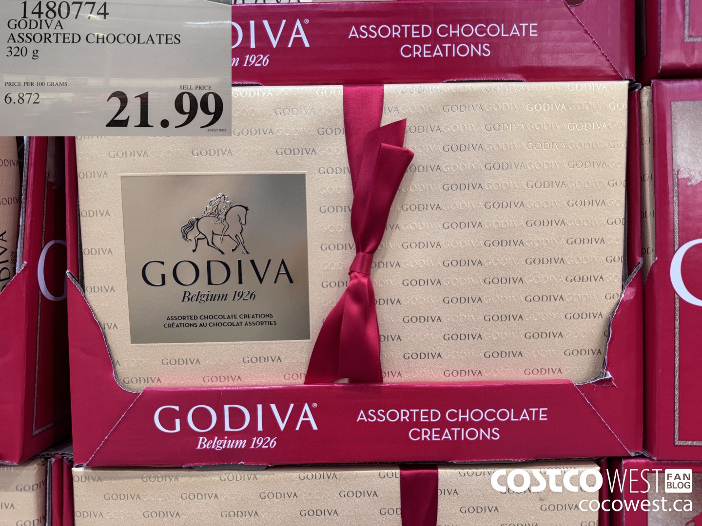 1480774 GODIVA ASSORTED CHOCOLATES 320 G $21.99