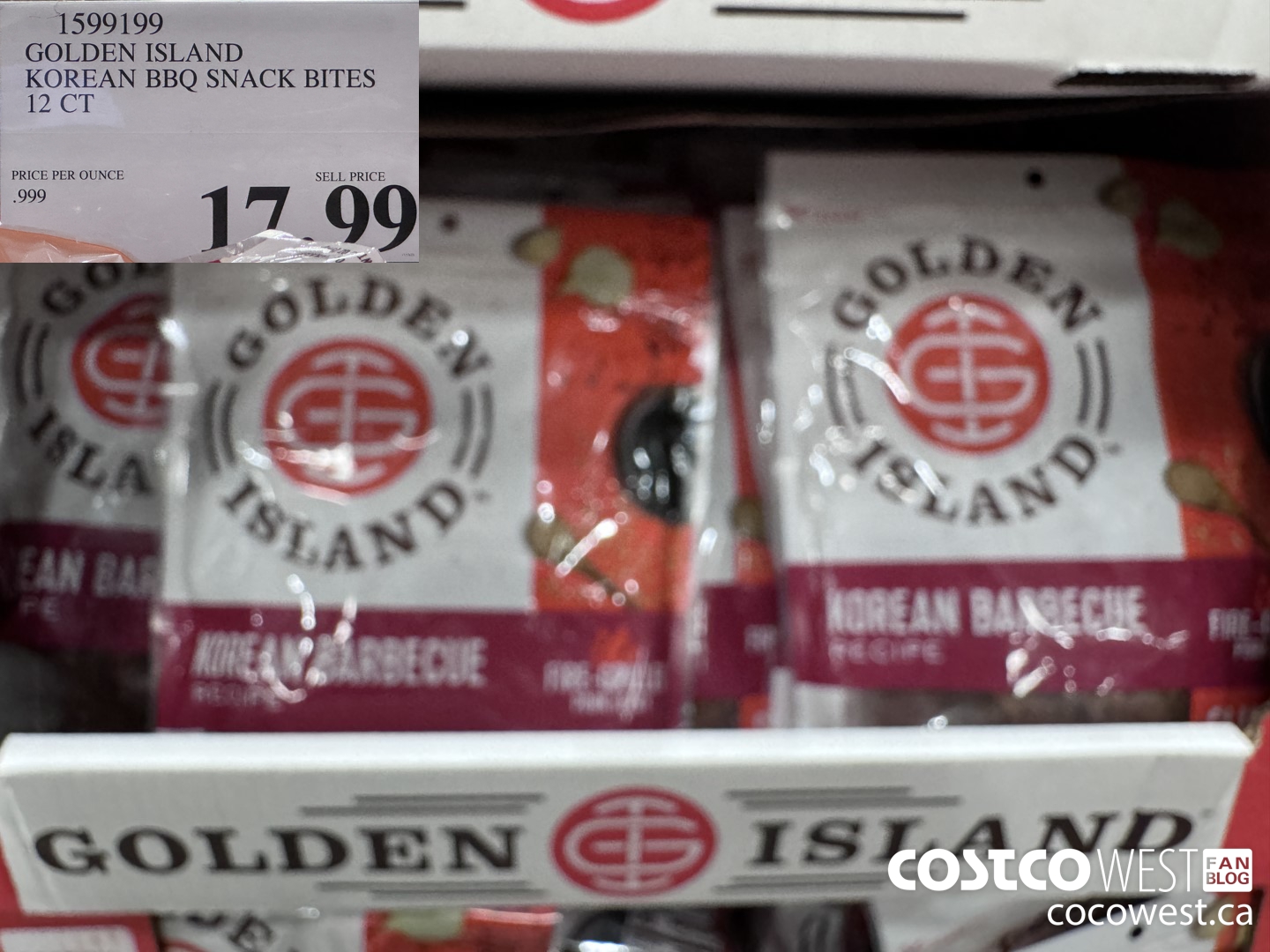 1599199 GOLDEN ISLAND KOREAN BBQ SNACK BITES 12 CT $17.99