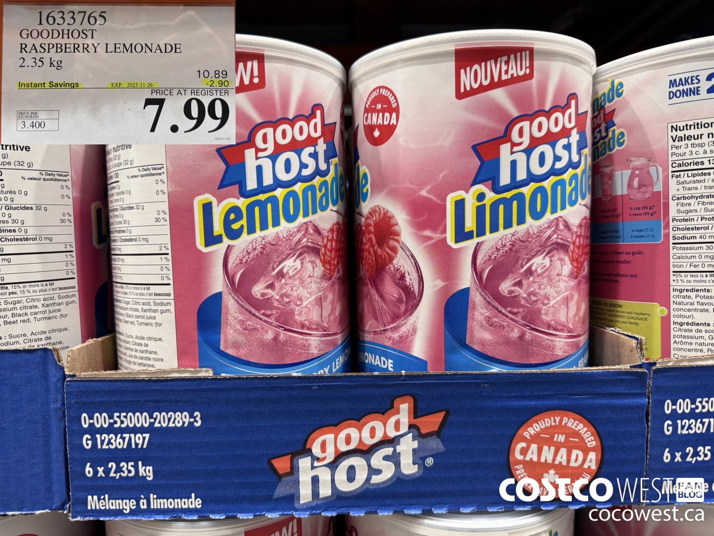 1633765 GOODHOST RASPBERRY LEMONADE 2.35 kg  ($2.90 INSTANT SAVINGS EXPIRES ON 2023-11-26) $7.99