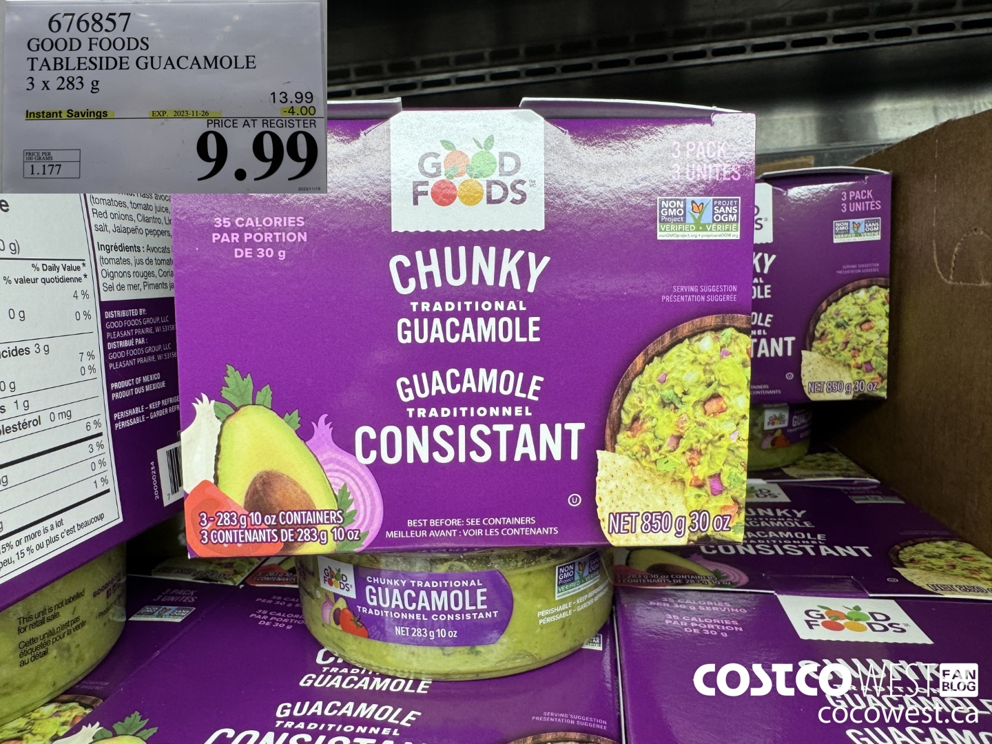 676857 GOOD FOODS TABLESIDE GUACAMOLE 3 x 283 g ($4.00 INSTANT SAVINGS EXPIRES ON 2023-11-26) $9.99