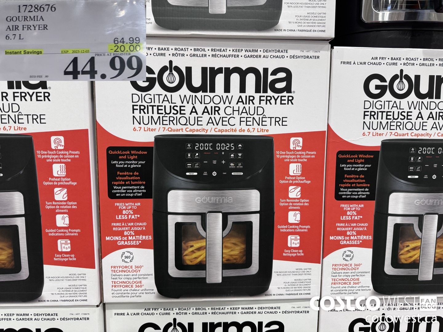 1728676 GOURMIA AIR FRYER 6.7 L ($20.00 INSTANT SAVINGS EXPIRES ON 2023-12-03) $44.99
