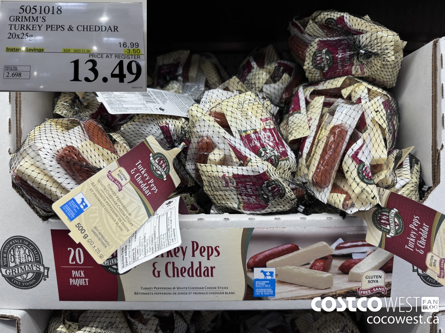 5051018 GRIMM'S TURKEY PEPS & CHEDDAR 20X25G ($3.50 INSTANT SAVINGS EXPIRES ON 2023-11-26) $13.49