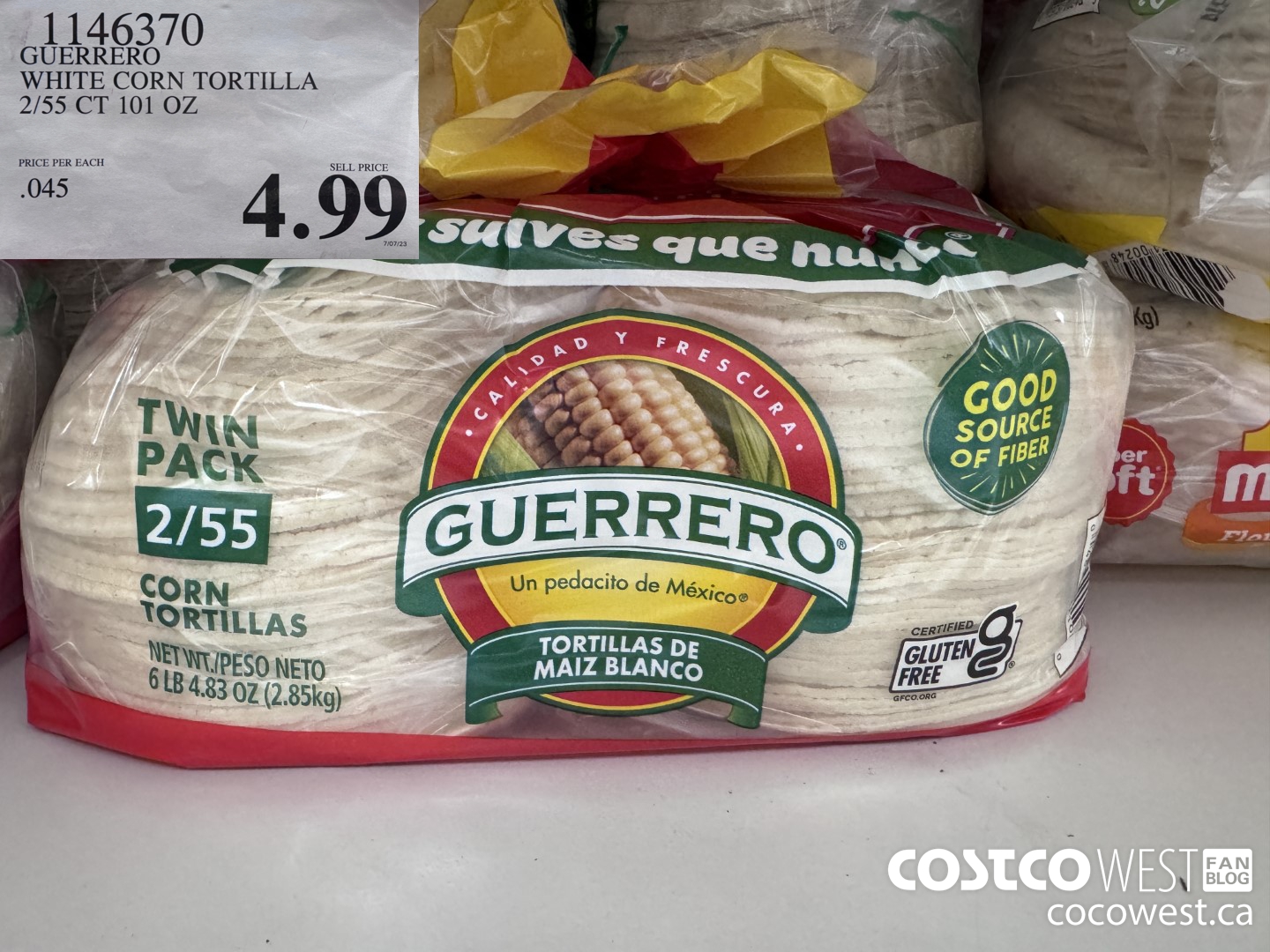 1146370 GUERRERO WHITE CORN TORTILLA 2/55 CT 101 OZ $4.99