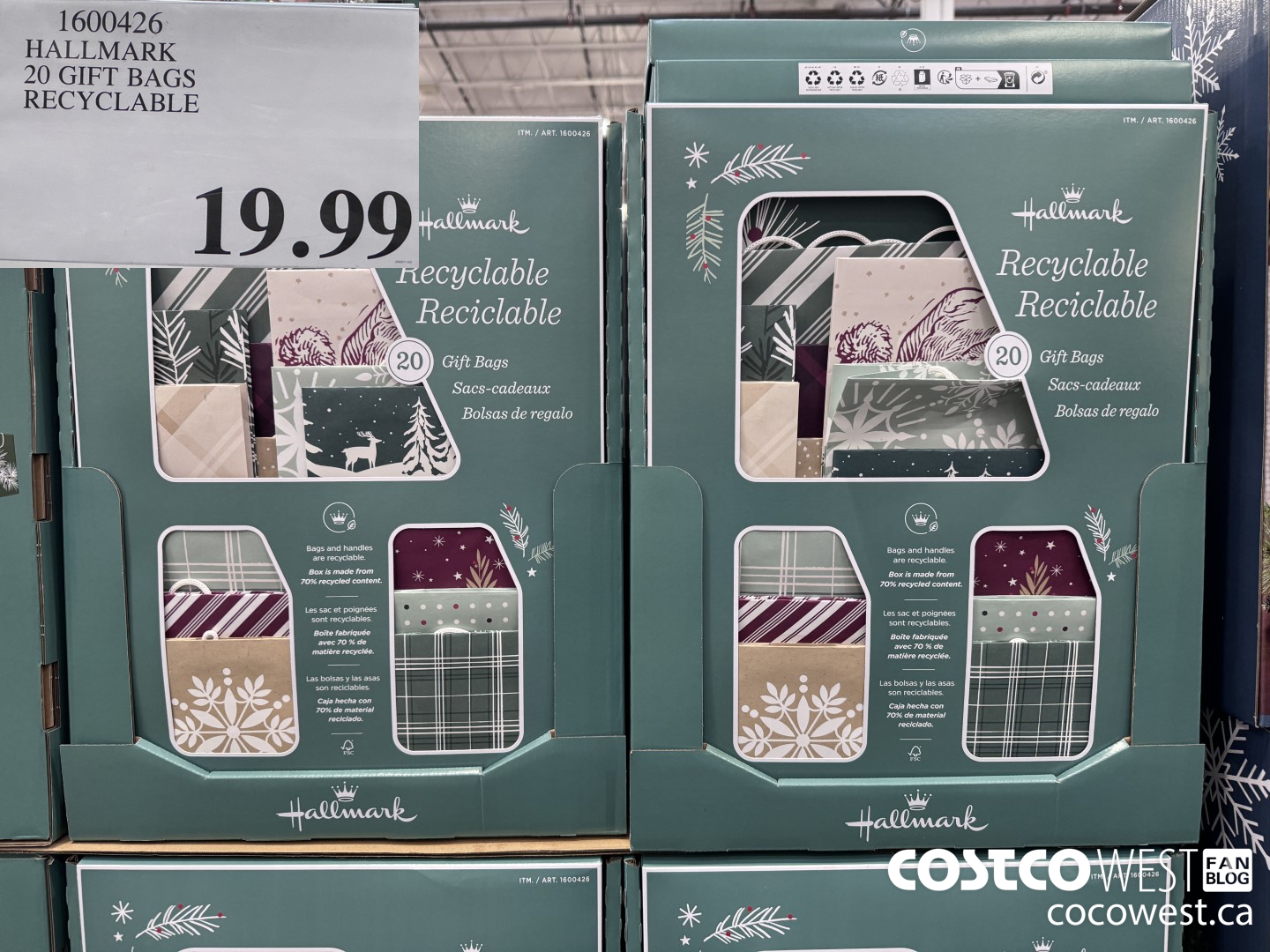 1600426 HALLMARK 20 GIFT BAGS RECYCLABLE $19.99