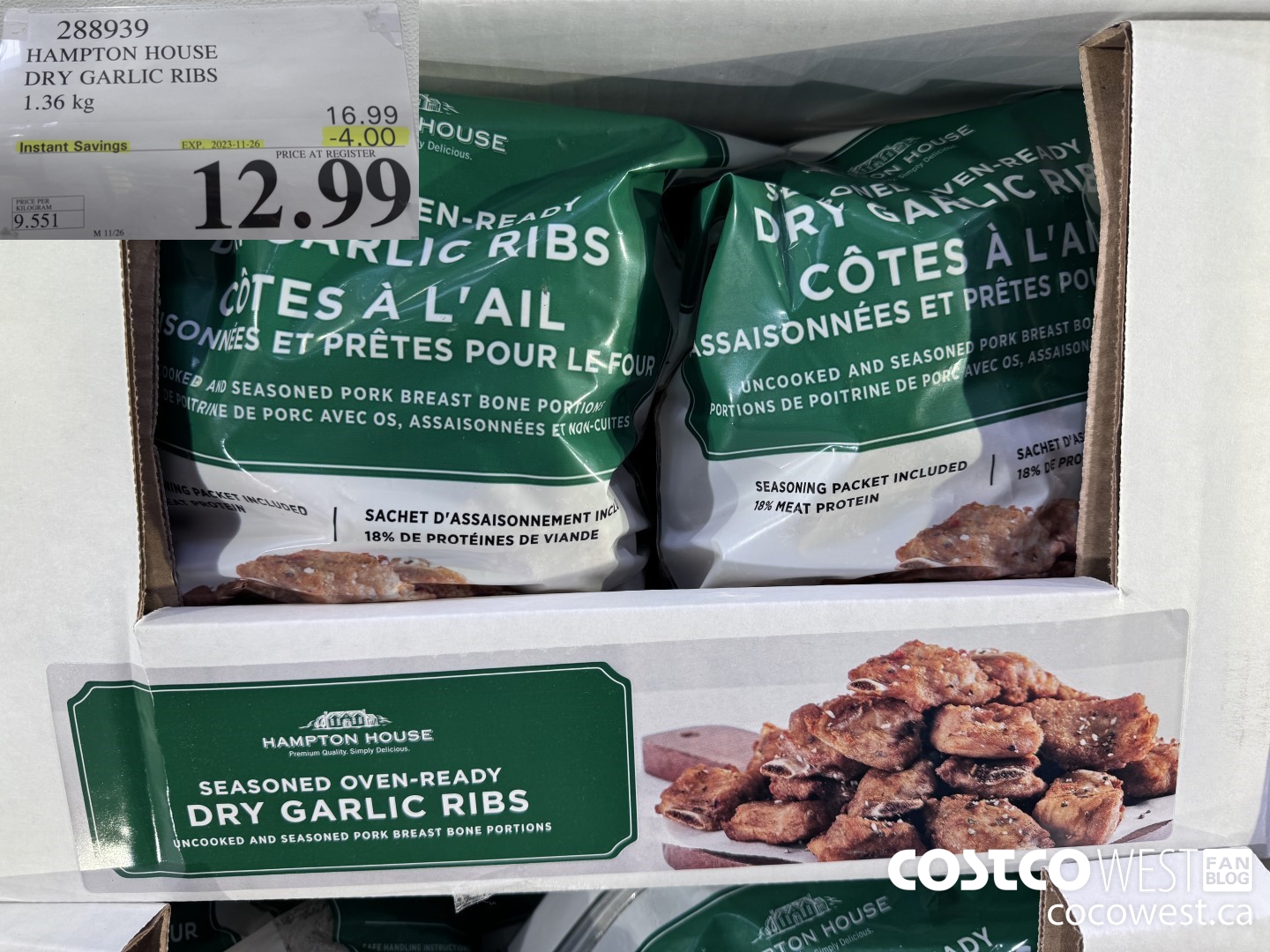 288939 HAMPTON HOUSE DRY GARLIC RIBS 1.36 kg ($4.00 INSTANT SAVINGS EXPIRES ON 2023-11-26) $12.99