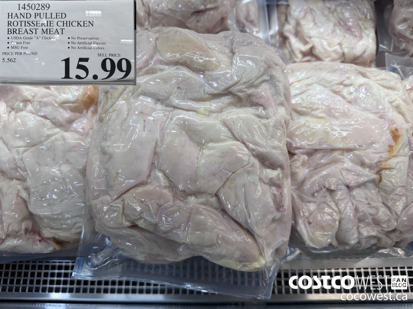 1450289 HAND PULLED ROTISSERIE CHICKEN BREAST MEAT $15.99