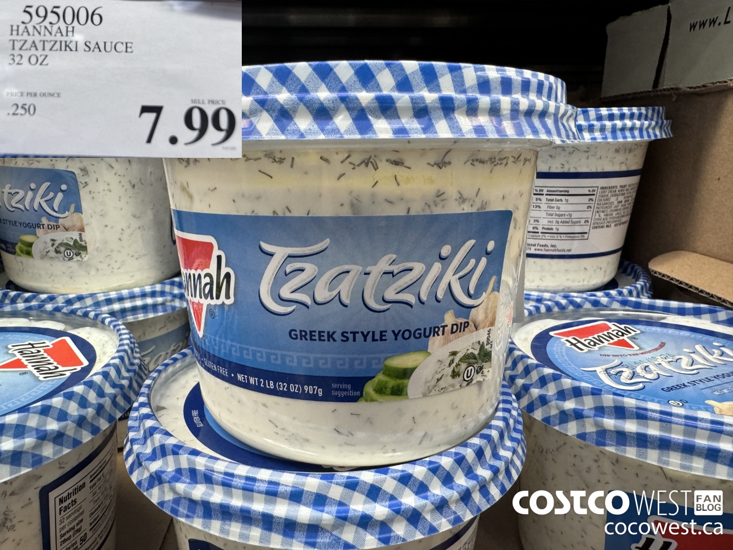 595006 HANNAH TZATZIKI SAUCE 32 OZ $7.99