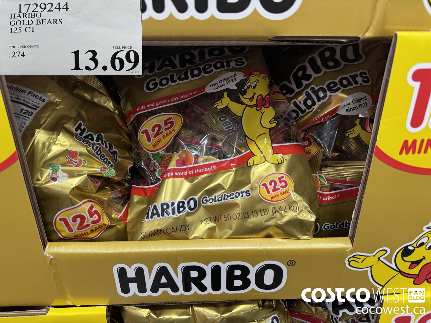 1729244 HARIBO GOLD BEARS 125 CT $13.69