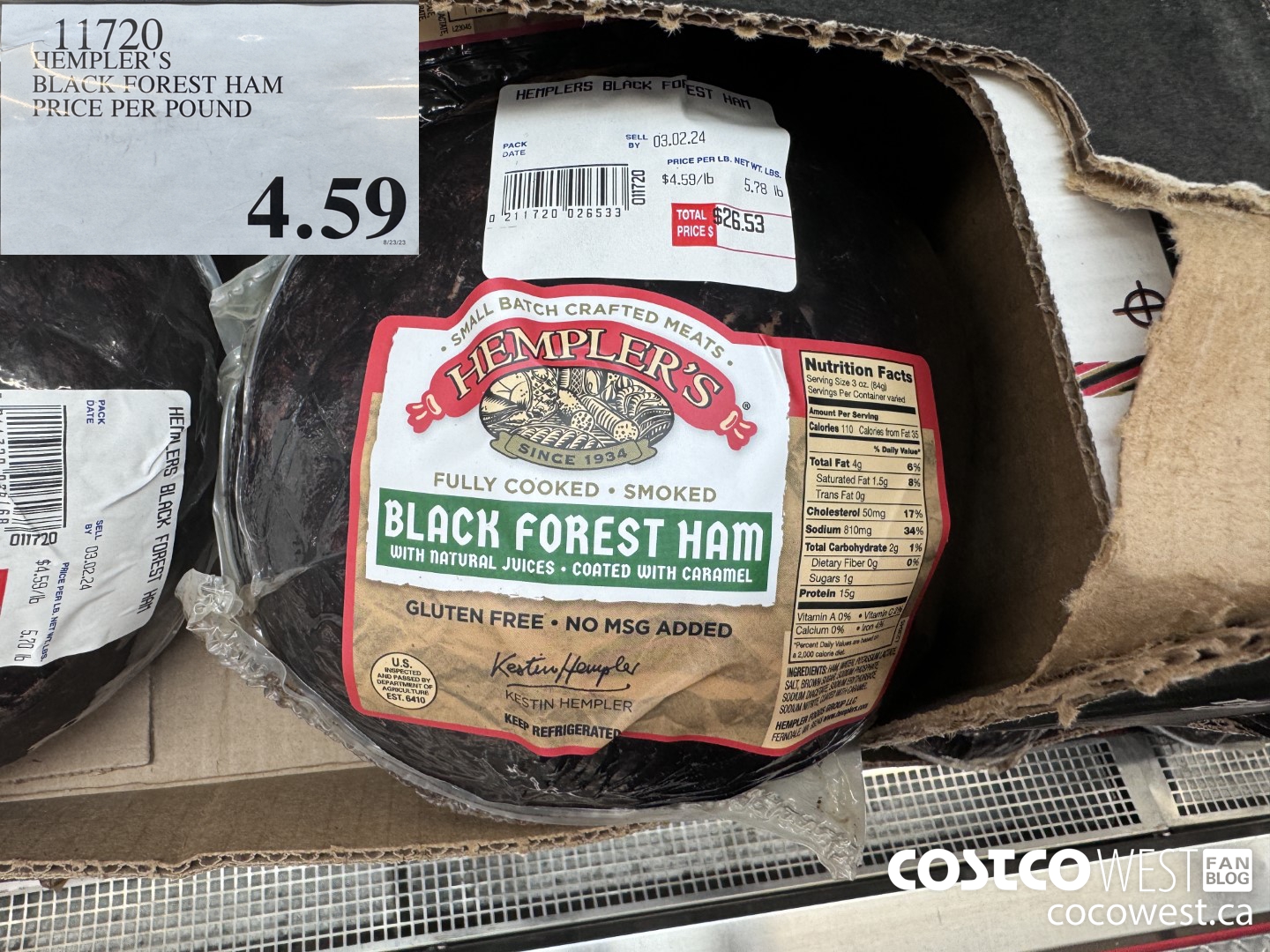 11720 HEMPLER'S BLACK FOREST HAM PRICE PER POUND $4.59