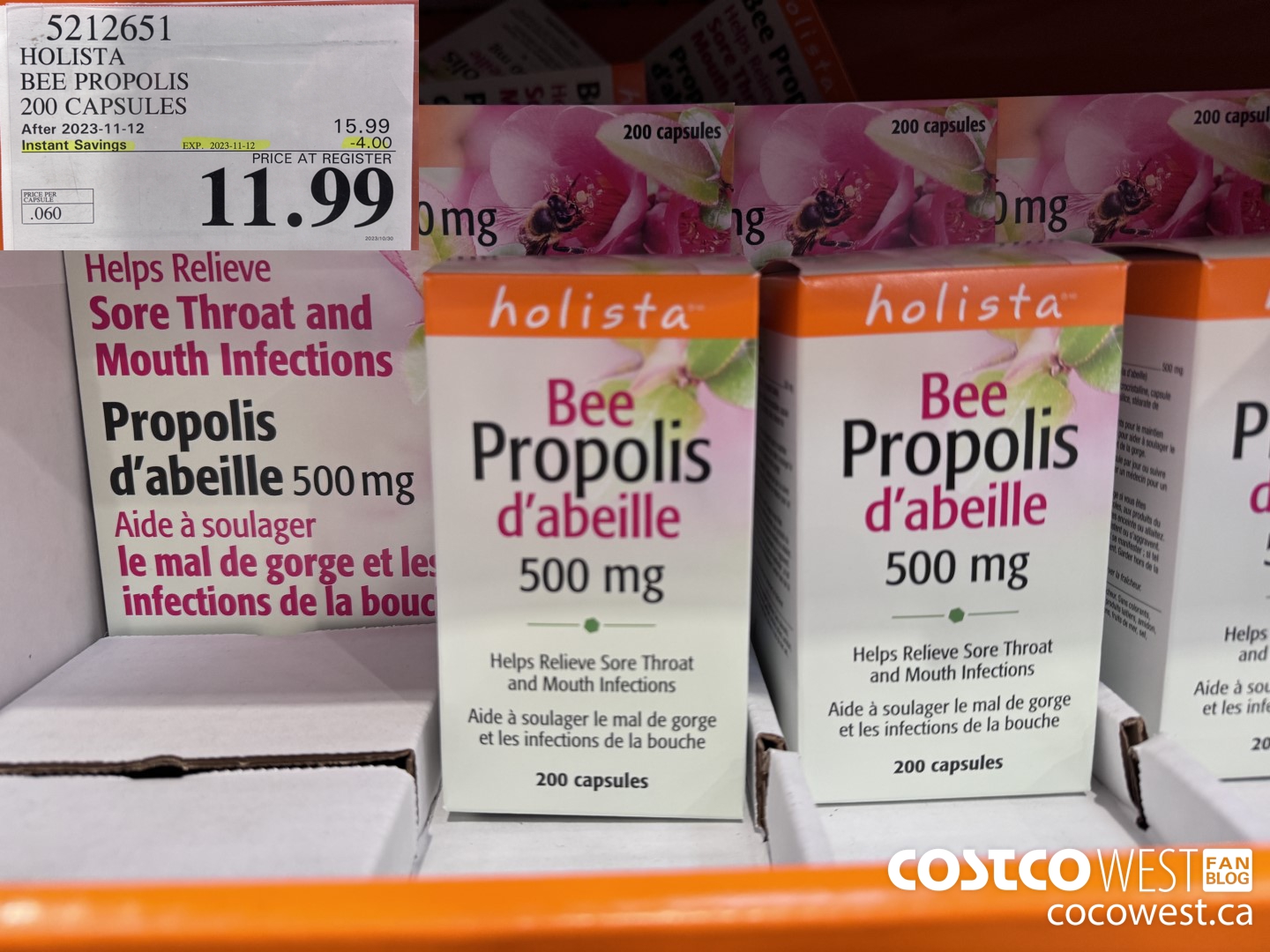 5212651 HOLISTA BEE PROPOLIS 200 CAPSULES ($4.00 INSTANT SAVINGS EXPIRES ON 2023-11-12) $11.99