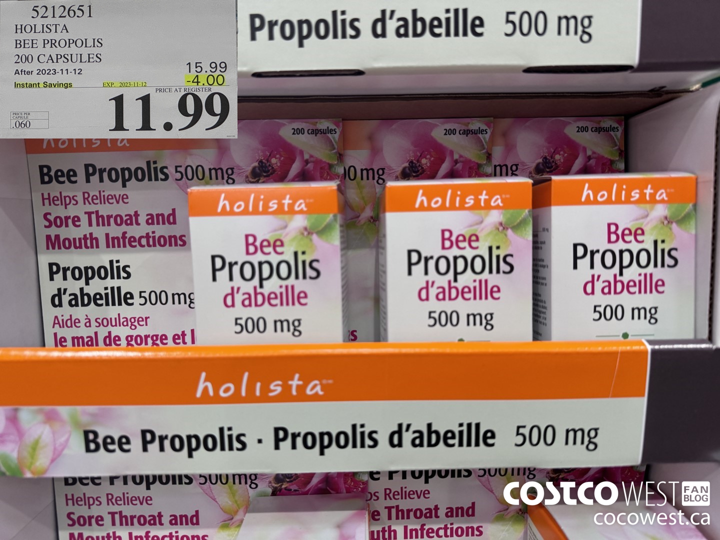 5212651 HOLISTA BEE PROPOLIS 200 CAPSULES ($4.00 INSTANT SAVINGS EXPIRES ON 2023-11-12) $11.99