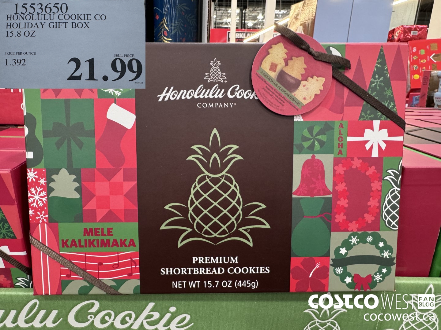 1553650 HONOLULU COOKIE CO HOLIDAY GIFT BOX 15.8 OZ $21.99