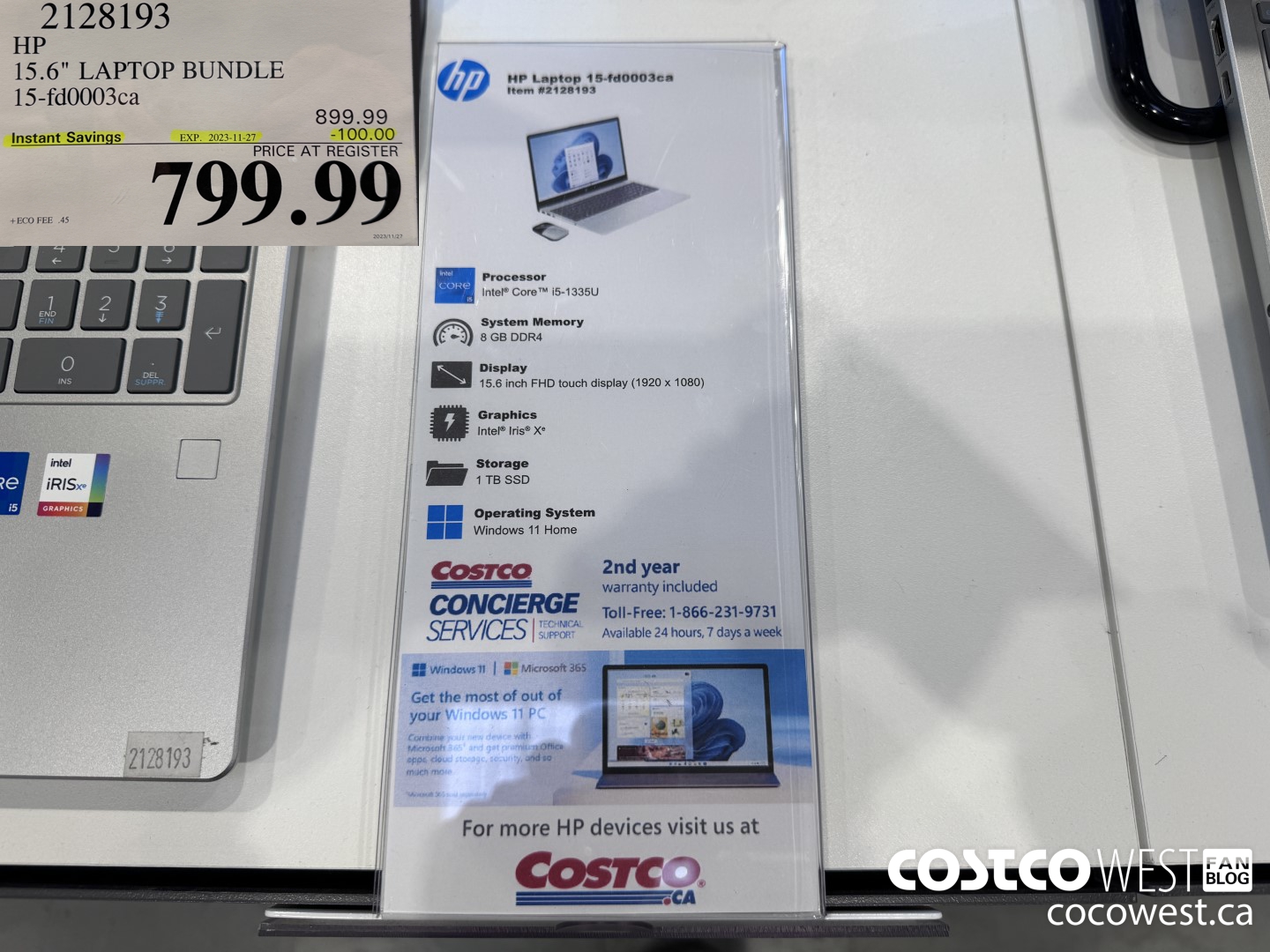 2128193 HP 15.6IN LAPTOP COMPUTER 15-FD0003CA ($100.00 INSTANT SAVINGS EXPIRES ON 2023-11-27) $799.99