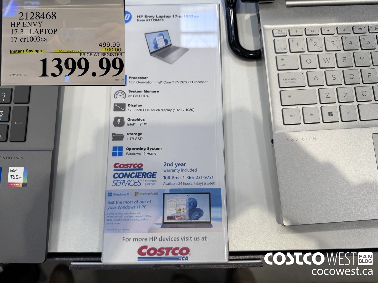 2128468 HP ENVY 17.3IN LAPTOP COMPUTER 17-CR1003CA ($100.00 INSTANT SAVINGS EXPIRES ON 2023-11-27) $1399.99