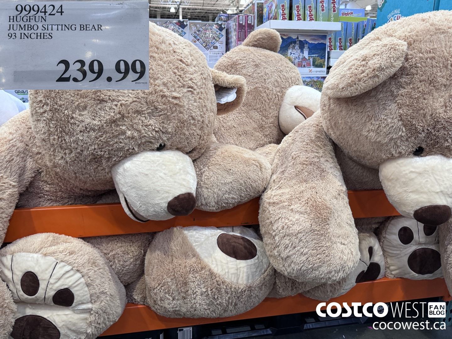 999424 HUGFUN JUMBO SITTING BEAR 93 INCHES $239.99